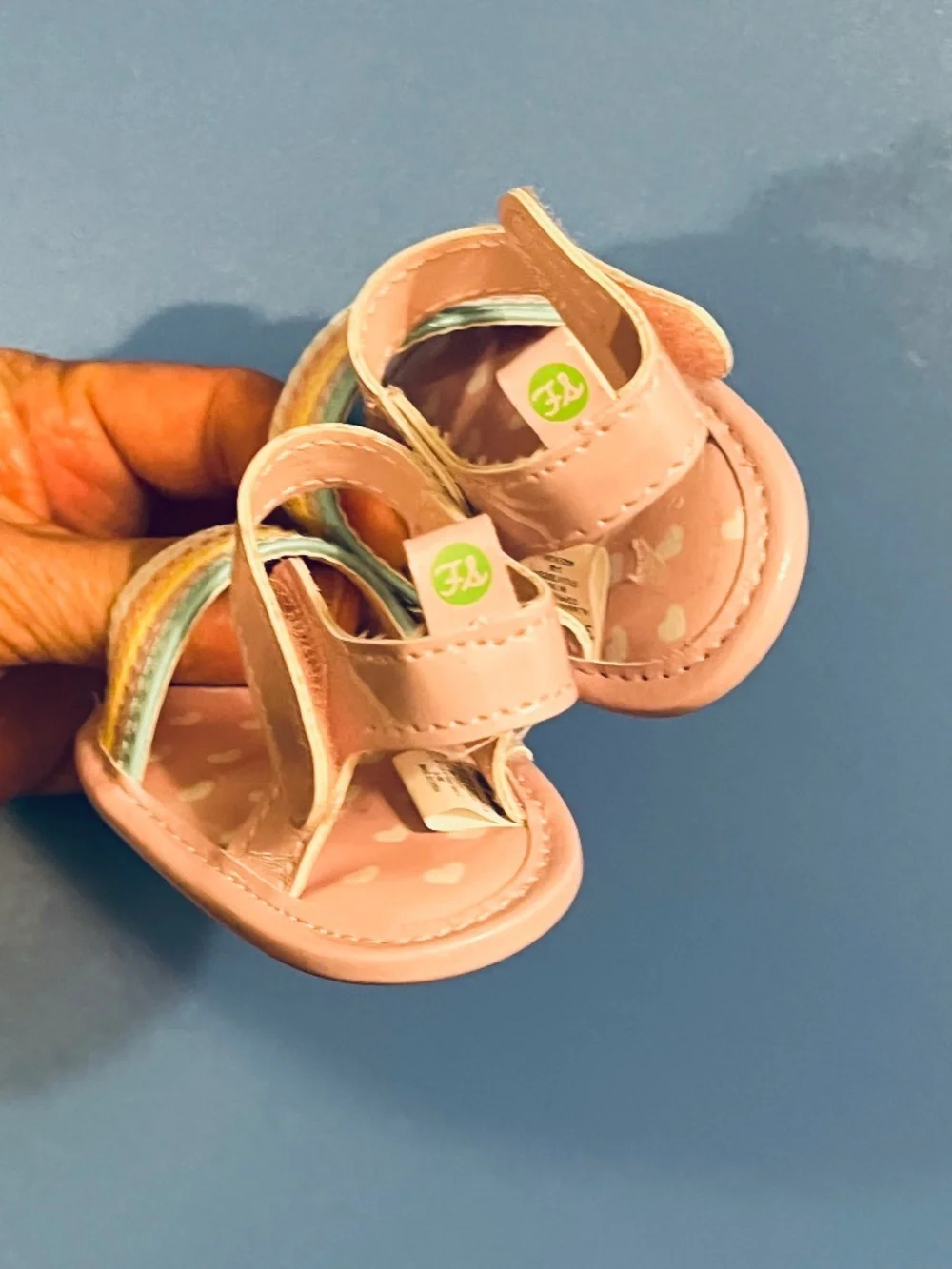 First Steps Baby Sandals 0-3 Months Pink Rainbow Velcro Strap NWOT